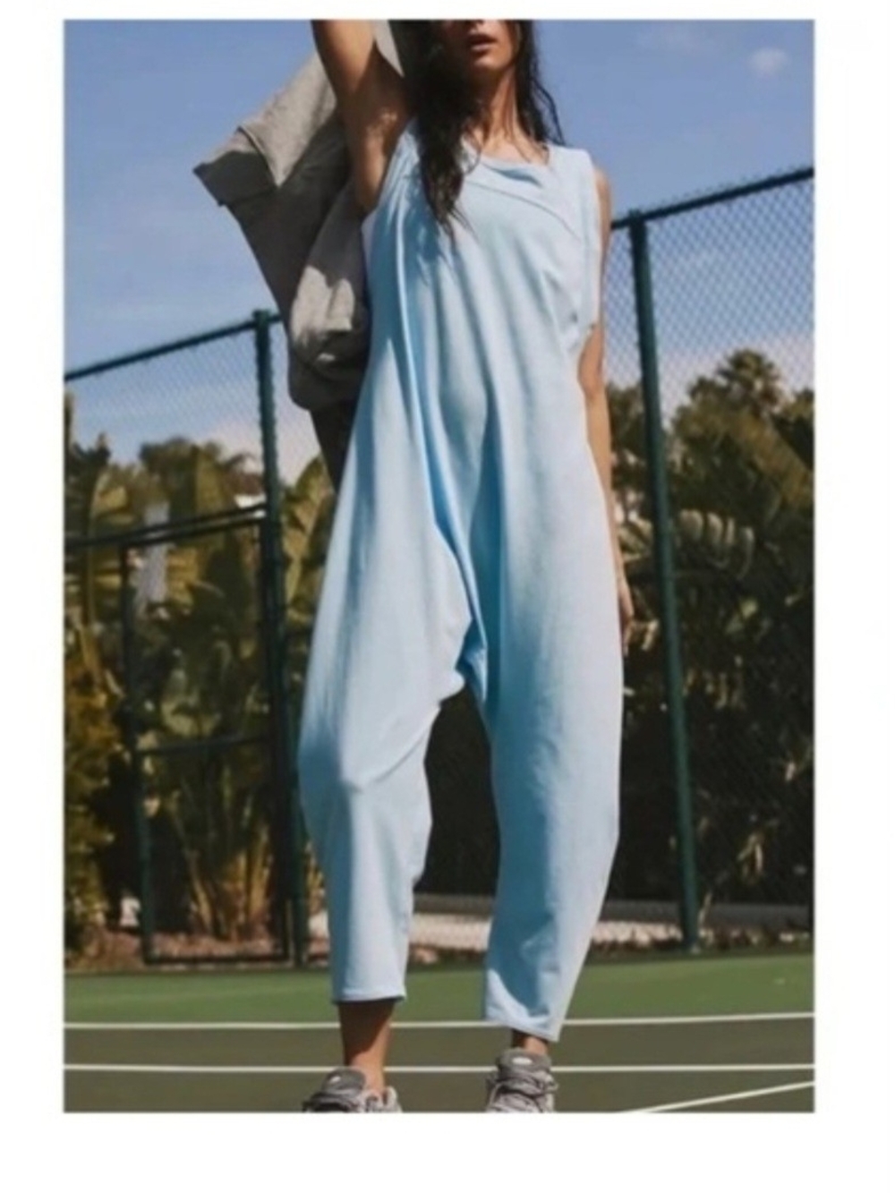 FP Movement by Free People Light Blue Sleeveless Harem Jumpsuit